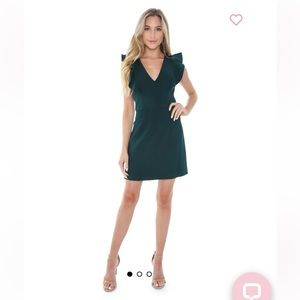 NWT French Connection Whisper Ruffle Minidress | Size 4 | Green